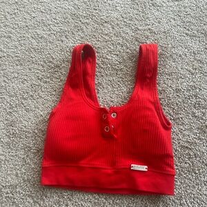 Bombshell Sportswear Red Ribbed Sports Bra